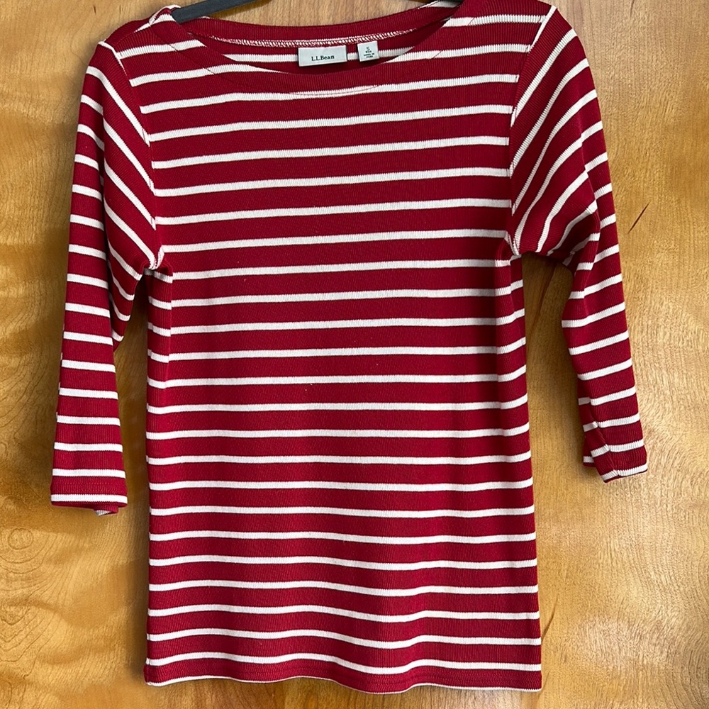 L.L. Bean Women's Red Striped Top